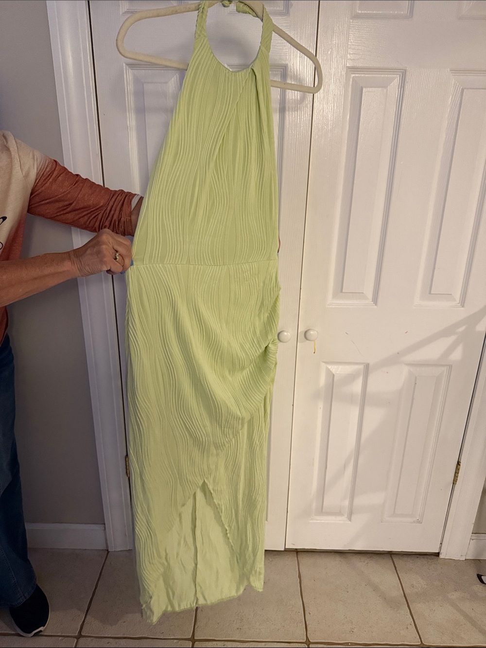 Women’s Halter Midi Dress in Light Green